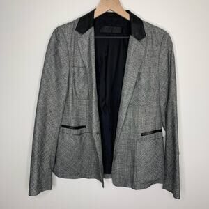 Jenni Kayne Dark Gray Blazer Lamb Leather Button Closure Womens Medium